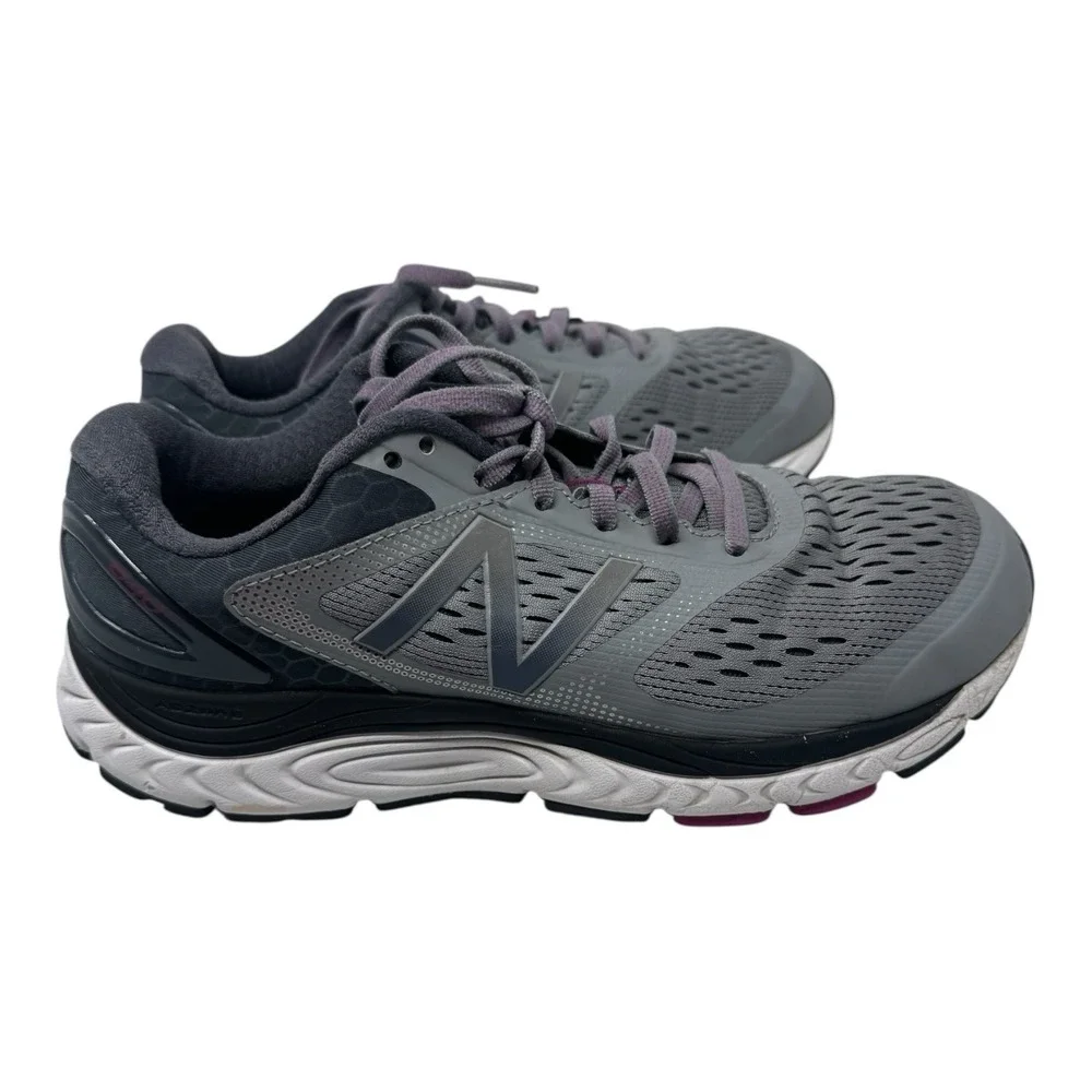 New Balance 🔥Womens Gray 💜Purple Running Shoes🤑  Gym Work Out Sneakers Size 8